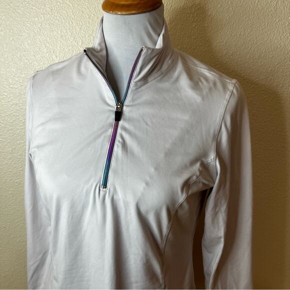 Snow Angel white rainbow quarter zipper long sleeve pullover sweater MEDIUM - Picture 3 of 9